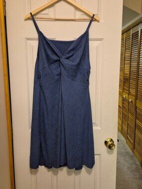 Shein Curve 2XL Blue Twist Front Ribbed Spaghetti Strap Mini Dress Plus Size